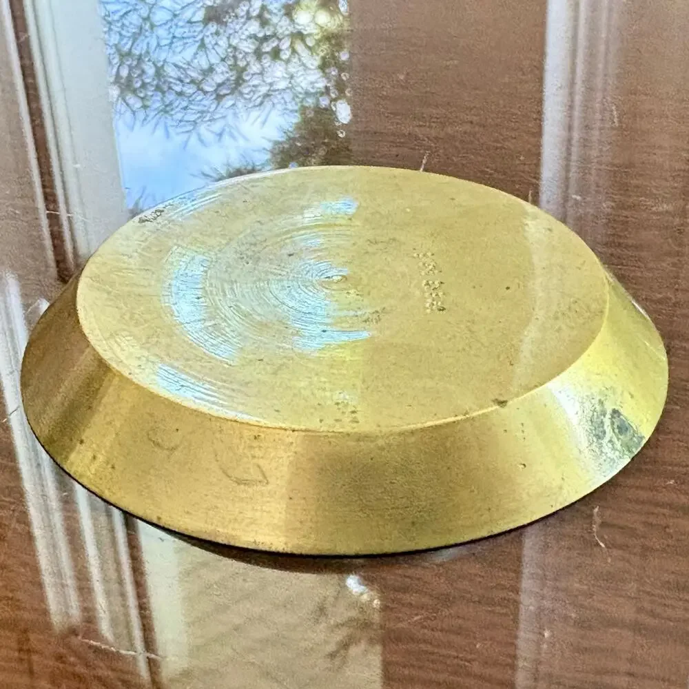 Vintage India Brass Etched Floral Catchall Dish, 2.75”